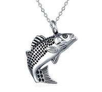 Quiges Donna Collana Regolabile 46-52 cm con Portacenere Commemorativo Urna di Cremazione Acciaio Inossidabile Ciondolo Pesce