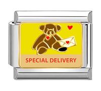 Quiges - Modulo Charm Link in stile italiano da 9 mm Consegna speciale con amore in acciaio inox per bracciali in stile Italian Links