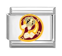 Quiges - Modulo Charm Link in stile italiano da 9 mm in acciaio inox Alfabeto colorato D per bracciali in stile Italian Links