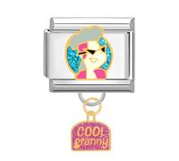 Quiges - Modulo Charm Link in stile italiano da 9 mm in acciaio inox Ciondolo a forma di nonna per bracciali in stile Italian Links