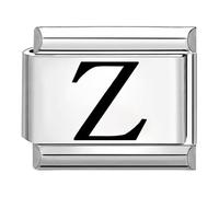 Quiges - Modulo Charm Link in Stile Italiano da 9 mm in Acciaio Inox Lettera Laser Z per bracciali in Stile Italian Links