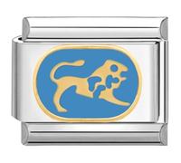 Quiges - Modulo Charm Link in stile italiano da 9 mm in acciaio inox Oroscopo Leone per bracciali in stile Italian Links