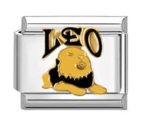 Quiges - Modulo Charm Link in stile italiano da 9 mm in acciaio inox Oroscopo Leone per bracciali in stile Italian Links