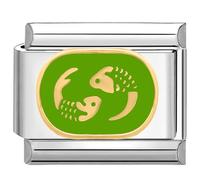 Quiges - Modulo Charm Link in stile italiano da 9 mm in acciaio inox Oroscopo Pesce per bracciali in stile Italian Links