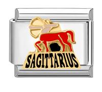 Quiges - Modulo Charm Link in stile italiano da 9 mm in acciaio inox Oroscopo sagitario per bracciali in stile Italian Links