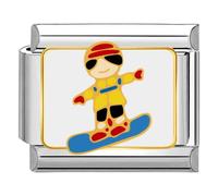 Quiges - Modulo Charm Link in stile italiano da 9 mm in acciaio inox Sci per bracciali in stile Italian Links