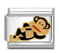 Quiges - Modulo Charm Link in stile italiano da 9 mm Scimmia in acciaio inox per bracciali in stile Italian Links