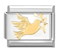 Quiges - Modulo Charm Link in stile italiano da 9 mm Uccello piccione in acciaio inox per bracciali in stile Italian Links