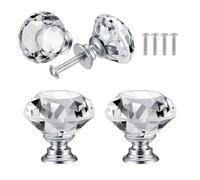 QUIIEOSKIA 4 Pezzi Pomelli di Cristallo, Maniglie Trasparente per Mobili da Cucina, Cristalli Maniglia per Credenze, Mobile Bagno Cassettiera Armadio Ante Cucina Pomelli - 30mm (4* trasparente)