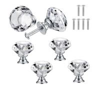 QUIIEOSKIA 6 Pezzi Pomelli di Cristallo, Maniglie Trasparente per Mobili da Cucina, Cristalli Maniglia per Credenze, Mobile Bagno Cassettiera Armadio Ante Cucina Pomelli - 30mm (6* trasparente)