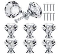 QUIIEOSKIA 8 Pezzi Pomelli di Cristallo, Maniglie Trasparente per Mobili da Cucina, Cristalli Maniglia per Credenze, Mobile Bagno Cassettiera Armadio Ante Cucina Pomelli - 30mm