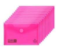 Quijote Paper World Confezione da 12 buste in plastica rosa - confezioni cartelle su plastica, chiusura velcro, per archiviare, ordinare e portare a scuola, ufficio o università - 15 x 9,5 cm