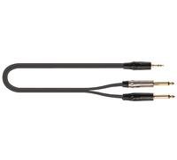 QUIK LOK - Cavo Adattatore JUST J352J Mini Jack TRS 3,5 Mm A 2 Jack TS Mono 6,3 Mm, 2 Metri, Nero