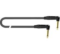 QUIK LOK - Cavo Patch 2JR 0,2 da 20 cm per Pedali Effetto, Jack Mono TS 6.3 mm Angolati, Serie JUST, Rivestimento in PVC Zigrinato, Trasmissione Lineare, Colore Nero