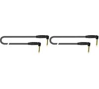 QUIK LOK - Cavo Patch 2JR 0,2 da 20 cm per Pedali Effetto, Jack Mono TS 6.3 mm Angolati, Serie JUST, Rivestimento in PVC Zigrinato, Trasmissione Lineare, Colore Nero (Confezione da 2)