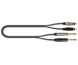 QUIK LOK - JUST/2RCA2J-5 Cavo Audio Adattatore 2 Jack Mono 6,3 mm a 2 RCA Maschio, Lunghezza 5 m, Nero, per Mixer, Impianti Hi-Fi, Registrazione, Home Studio