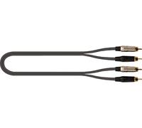 QUIK LOK - JUST/4RCA-1 Cavo Audio 4 RCA Maschio, Lunghezza 1 Metro, Serie JUST, Sbilanciato, Nero e Argento, per Collegamenti Stereo, Mixer, Hi-Fi, Home Recording, Studio e Sala Prove