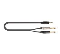 QUIK LOK - JUST/J352J-5 Cavo Audio Adattatore Mini Jack Stereo 3,5 mm a 2 Jack Mono 6,3 mm, Lunghezza 5 m, Nero, per Uscita Cuffie, Mixer, Schede Audio, Hi-Fi