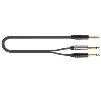 QUIK LOK - Cavo Adattatore JUST J352J Mini Jack TRS 3,5 Mm A 2 Jack TS Mono 6,3 Mm, 2 Metri, Nero