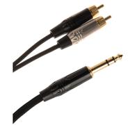 QUIK LOK - JUST JS2RCA-1 Cavo Adattatore Jack Stereo 6.3mm TRS a 2 RCA Maschio, 1m, Nero