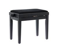 QUIK LOK - PB/010 BK S Panca in Legno per Pianoforte, Altezza Regolabile 48-57 cm, Seduta in Velluto Nero, Finitura Lucida, Capacità Fino a 100 kg