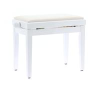 QUIK LOK - PB/010 WH L Panca in Legno Bianco Lucido per Pianoforte con Seduta Imbottita in Velluto, Regolabile 48-57 cm, Carico Massimo 100 kg