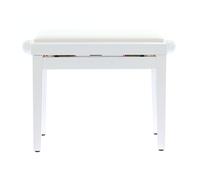 QUIK LOK - PB/100 WH L Panca in Legno Bianco Lucido per Pianoforte con Regolazione Manuale dell'Altezza e Seduta in Sky Bianco