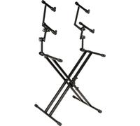 QUIK LOK - QL/623, Supporto a X Professionale per Tastiere, a Tre Livelli, Telaio Doppio, Due Supporti Aggiuntivi Regolabili in Inclinazione ed Angolazione, Carico Massimo Totale 120 kg