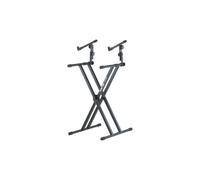 QUIK LOK - QL/642 Supporto a X per 2 Tastiere, Due Livelli, con Telaio Doppio e Piano Aggiuntivo Regolabile in Altezza, Inclinazione, Angolazione e Profondità, Colore Nero