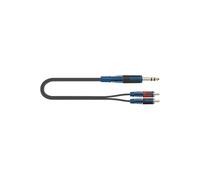 QUIK LOK - RKSA/120-1 Cavo Adattatore Jack Stereo 6,3mm a 2 RCA Maschio, Serie ROK SOLID, Nero, 1 Metro