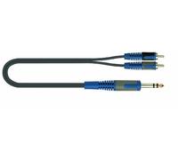 QUIK LOK - RKSA/120-2 Cavo Adattatore Jack Stereo 6,3mm a 2 RCA Maschio, Serie ROK SOLID, Nero, 2 Metri