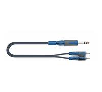 QUIK LOK - RKSA/120-5 Cavo Adattatore Jack Stereo 6,3mm a 2 RCA Maschio, Serie ROK SOLID, Nero, 5 Metri