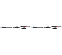 QUIK LOK - SX/30-K Cavo Adattatore 3 m Minijack Stereo 3.5 mm a 2 x Jack Mono 6.3 mm, Serie STRIX, Nero (Confezione da 2)