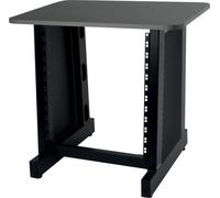 QUIK LOK - Z/612 BK Mobile Rack 12 Unità, Supporto a Rack da 12 Unità, Pannelli Laterali Traforati, Struttura in Acciaio, Ripiano Laminato in Legno Nero