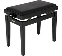 Quik Lok Panca in legno per pianoforte PB/100 BK L - Seduta Sky nero, Altezza 48-57 cm, Nero lucido