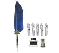 Quill Feather Pen Set Calligraphy Writing Quill Pen per vacanze, Natale, regali di compleanno con 5 pennini in confezione (Blu)
