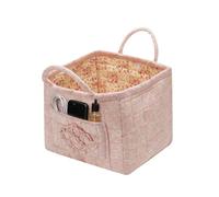 Quilted Floral Storage Basket, Boho Quilted Tote Organizer, Gift with Handles, Lightweight Storage Bin with Material, Multi Purpose Basket, for Home Picnic Shopping Travel Car Bedroom Diaper Clothes