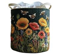 Quilted Laundry Basket With Handles - Boho Bags | Embroidery Pattern Quilted Fabric Storage Basket For Bathroom And Bedroom, Nursery Closet With Home Dorm Decor, Large Tote