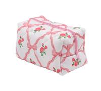 Quilted Makeup Bag, Portable Toiletry Case, 6.3x3.74x3.94 Inches Large-Capacity Travel Pouch, Multi-Use Organizer, Makeup Storage Bags for Women, Girls, Cosmetics and Toiletries