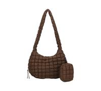 Quilted Puffer Shoulder Bag with Small Zippered Makeup Purse for Women Large Capacity Lightweight Crossbody Carryall Lightweight Carryall