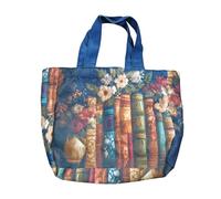 Quilted Tote Bag - Canvas Floral Book Design Large Shoulder Handbag | Floral Shoulder Purse - Canvas Polyester Cotton 33x31cm | Spacious Carryall | Quilted Shopper, For Teachers Students Travel