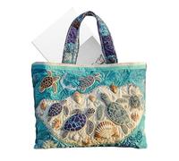 Quilted Tote Bag - Turtle Pattern Lightweight Travel Purse | Soft Shoulder Bag With Animal Print For Women, Versatile Fabric Shopper For Beach Shopping Travel And Everyday Use, Gift For Mother