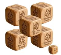 Quilter’s Dice, Handmade Wooden Dice, Quilting Decision 6 Sided Dices with Engraved Tasks, Fun Practical Tool for DIY Sewing Enthusiasts, Unique Gift for Quilters Crafters, Board Games(5pcs)