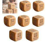 Quilter’s Dice, Handmade Wooden Quilting Decision Dice with 6 Engraved Sewing Tasks with Buy Fabric Organize Stash Start Project for DIY Sewing Enthusiasts (7 sets)