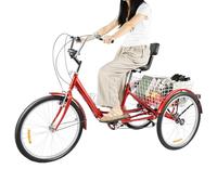 Quiltern Triciclo da 24 pollici, per adulti, 7 marce, 3 ruote, pieghevole, con cestino della spesa e luce LED, 3 ruote, per adulti, per uomini, donne, anziani