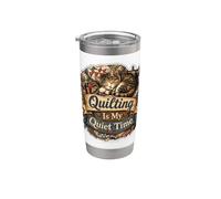Quilting Is My Quiet Time gatto patchwork Bicchiere termico in acciaio inox doppia parete
