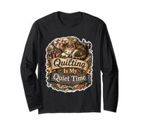 Quilting Is My Quiet Time Gatto Patchwork Maglia a Manica