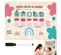 QUIMETS Tabella di ricompense per imparare a andare al bagno, lavagna cancellabile per bambini con pennarello, routine bagno per bambini e ragazze, per lasciare il pannolino, addestramento al WC