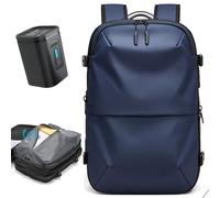 Quincry Vacpack, zaino sottovuoto espandibile da 16 galloni con sistema di compressione sigillato, per viaggi, Airback Carry On, Blu - con pompa ad aria, Large, Moda