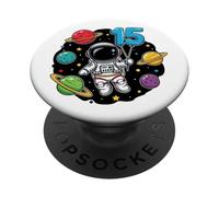 Quindicesimo Compleanno Astronauta Pianeti 15 ° Carino Spazio PopSockets PopGrip Adesivo